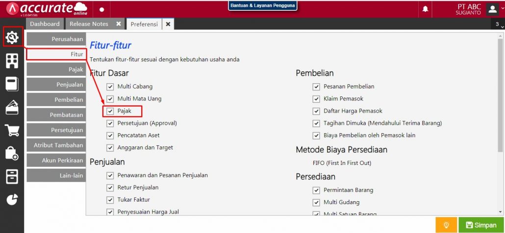 fitur Pajak accurate online